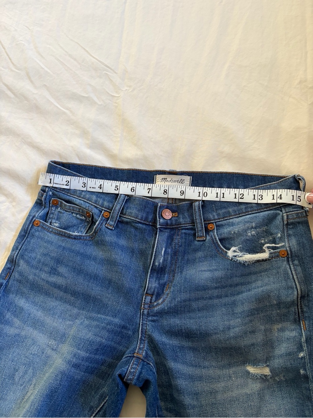 Madewell Blue Distressed Boyfriend Jeans